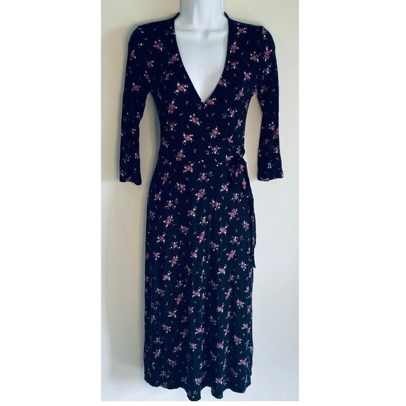 Miss Selfridge Women's 4 Black Dark Floral Faux Wrap Dress NEW Whimsy Goth - Picture 8 of 8